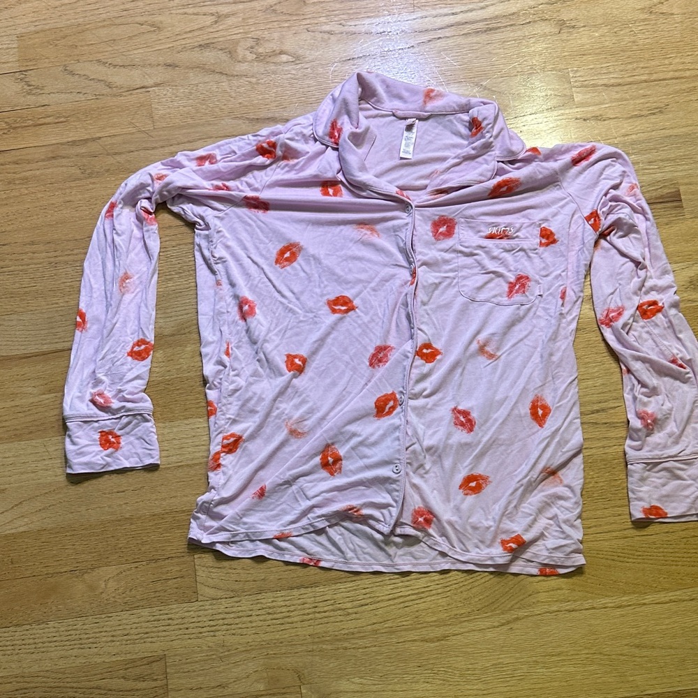 Pink and Red Shirt with Lip Print